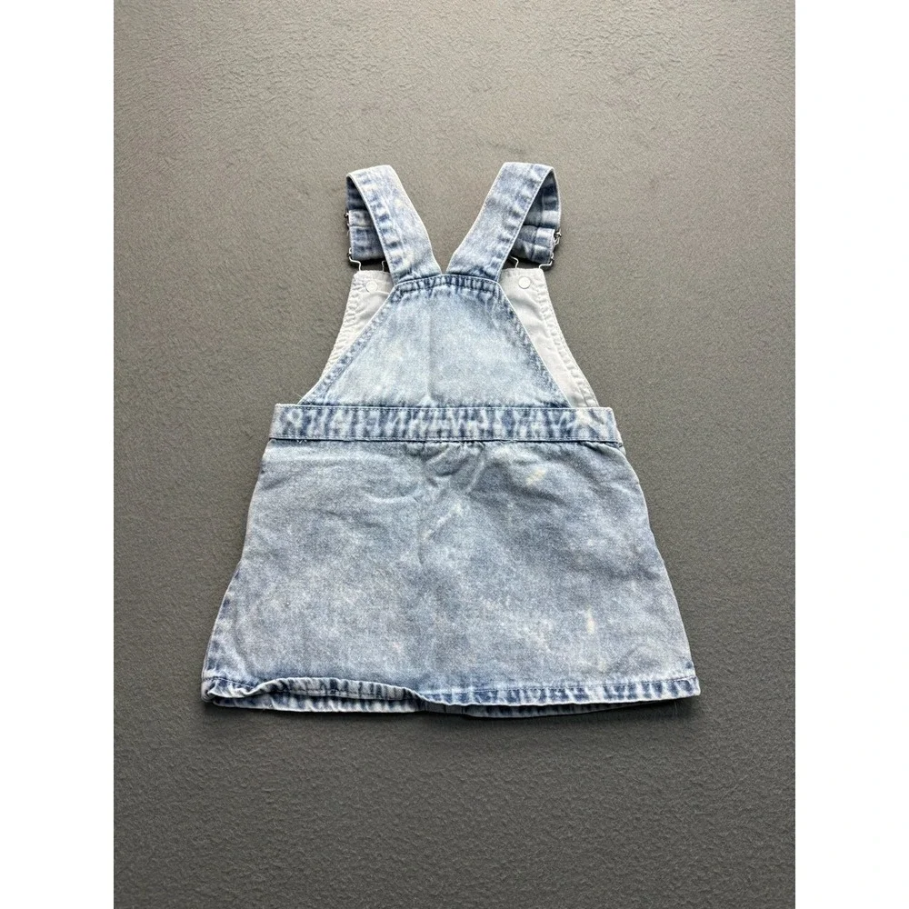 Denim Overall  Dress Baby Girl 18M‎ Light Wash Floral Embroidered kidcore